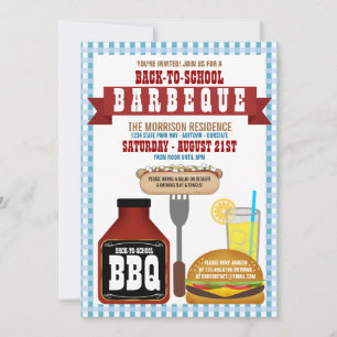 Terug naar school barbecuefeest uitnodigingen