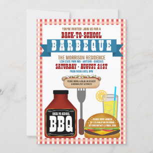 Terug naar school Barbeque Feest Uitnodigingen