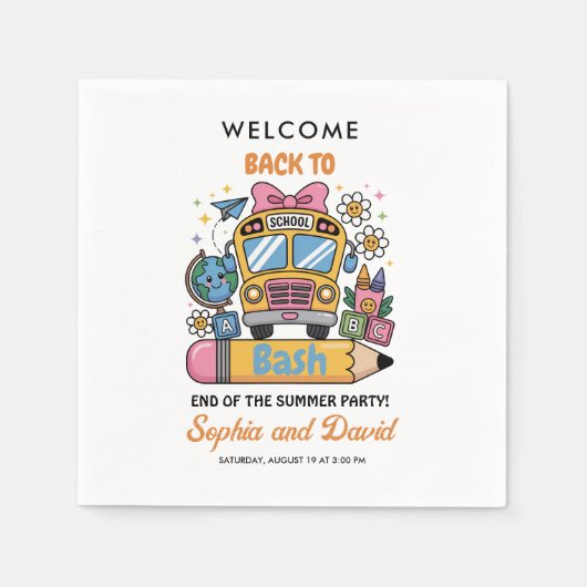 Terug naar school Bash! Bewerkbaar Einde van het Z Servet (Voorkant)