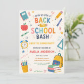 Terug naar school Bash Einde zomer uitnodiging (Staand voorkant)