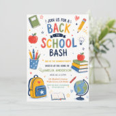 Terug naar school Bash Einde zomer uitnodiging (Staand voorkant)