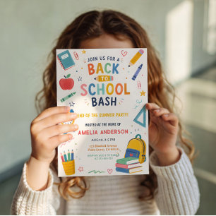 Terug naar school Bash Einde zomer uitnodiging