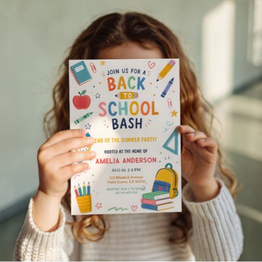 Terug naar school Bash Einde zomer uitnodiging