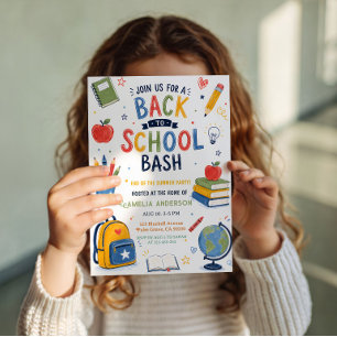 Terug naar school Bash Einde zomer uitnodiging