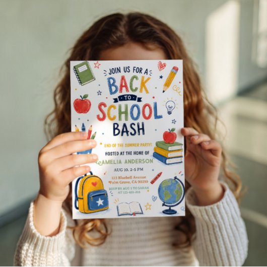 Terug naar school Bash Einde zomer uitnodiging