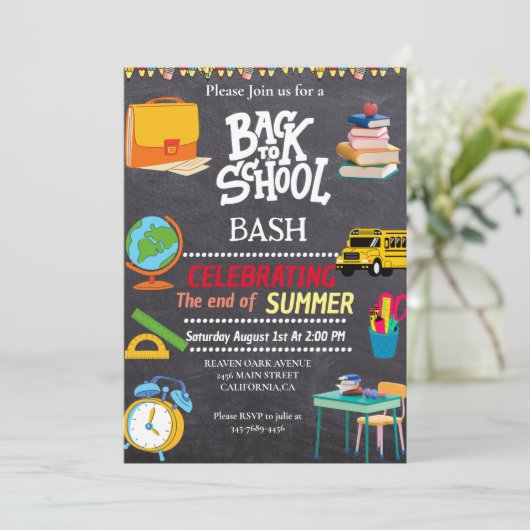 Terug naar school bash het einde van de zomer fees kaart (Staand voorkant)