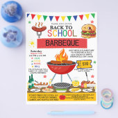 Terug naar School BBQ Uitnodiging Flyer Bewerkbaar (Enkel)