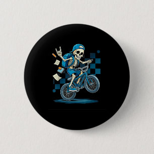 Terug naar school biker skelet rijdt Bmx-fiets rit Ronde Button 5,7 Cm