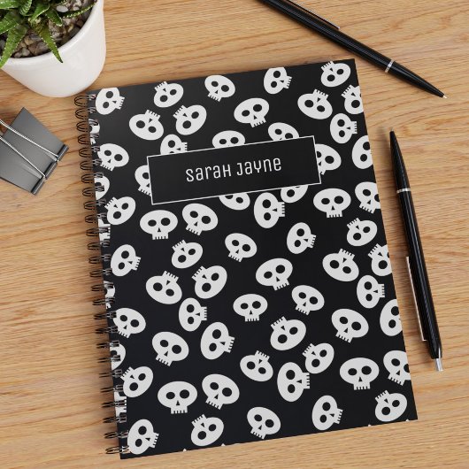 Terug naar School Black and White Skull Pattern Go Notitieboek