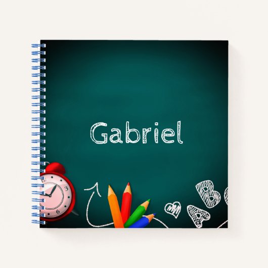 Terug naar School Blackboard Kinder Naam mooi Notitieboek (Voorkant)