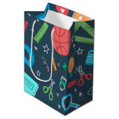 Terug naar school blauwe spullen medium cadeauzakje (Voorkant Gekanteld)