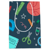 Terug naar school blauwe spullen medium cadeauzakje (Voorkant)