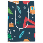 Terug naar school blauwe spullen medium cadeauzakje (Achterkant)