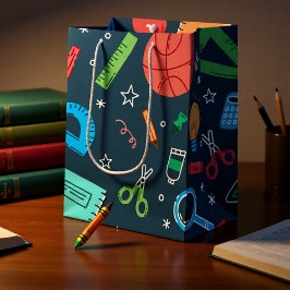 Terug naar school blauwe spullen medium cadeauzakje