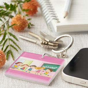 Terug naar school blij kinderen leren sleutelhanger