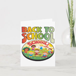 Terug naar school blije studenten zien vrienden we kaart