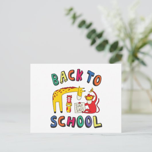 Terug naar school - Blijf veilig Briefkaart (Staand voorkant)