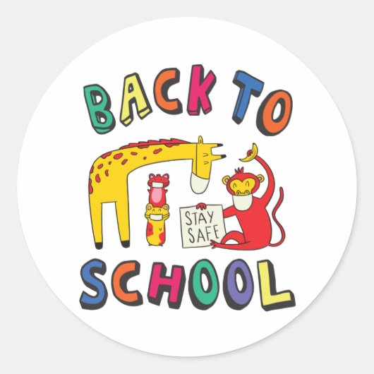 Terug naar school - Blijf veilig Ronde Sticker (Voorkant)