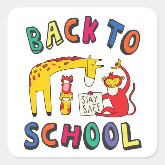 Terug naar school - Blijf veilig Vierkante Sticker (Voorkant)