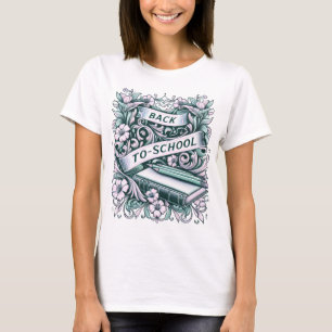 Terug naar school Bloemengravure T-shirt