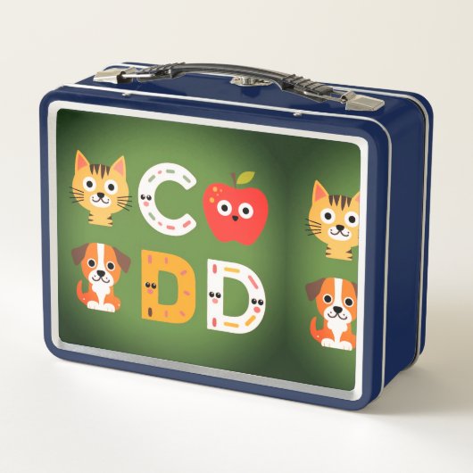 Terug naar school Blue Metal Lunch Box (Achterkant)