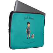 Terug naar School Boy & Dog Custom Water Bottle Laptop Sleeve (Voorkant Rechts)