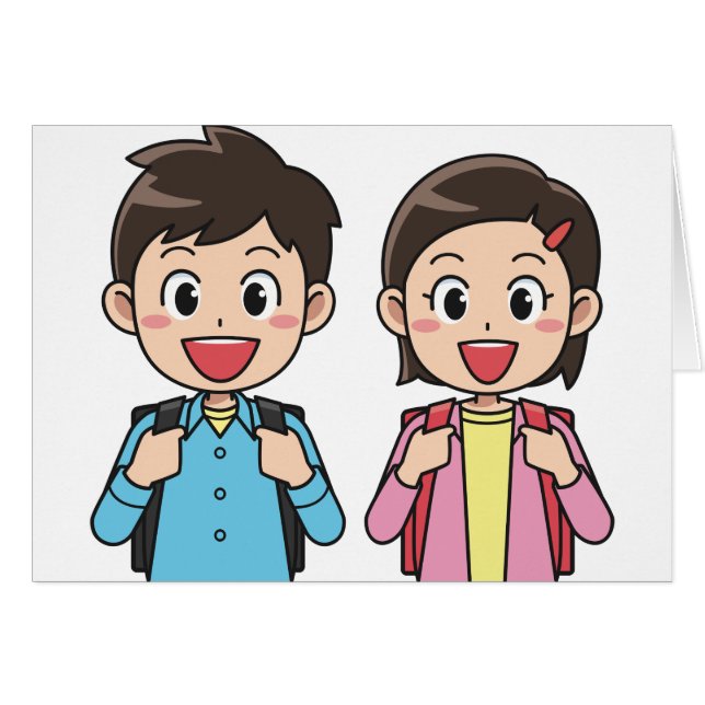 Terug naar school Boy Girl Brother Sister Studente (Voorkant Horizontaal)