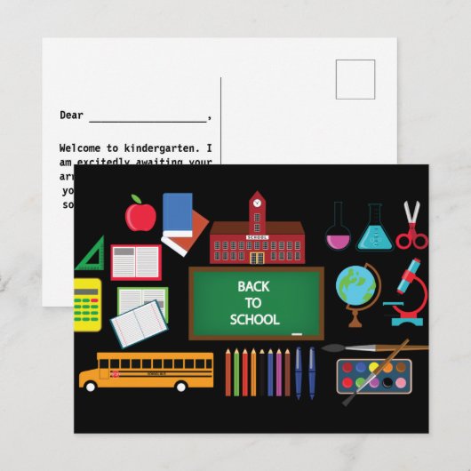 Terug naar School Briefkaart (Voorkant / Achterkant)