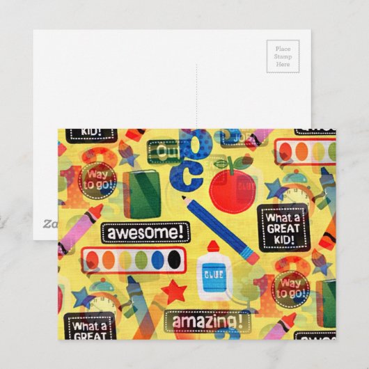 terug naar school briefkaart (Voorkant / Achterkant)