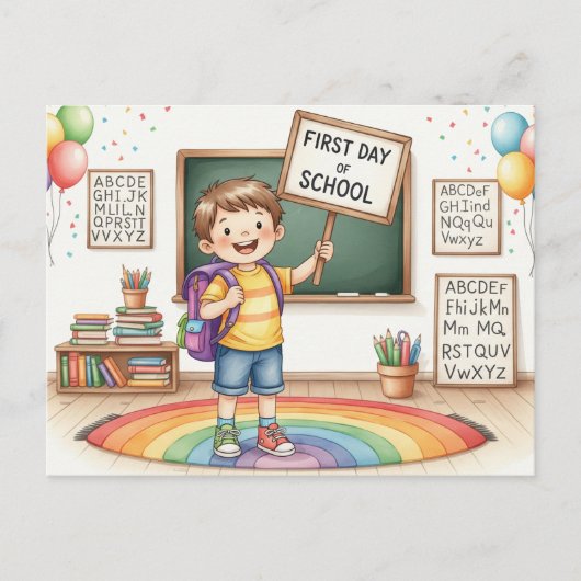 Terug naar School Briefkaart (Voorkant)