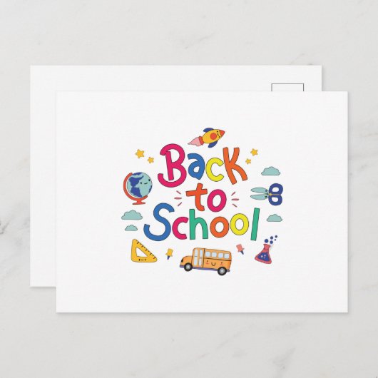 Terug naar school briefkaart (Voorkant / Achterkant)