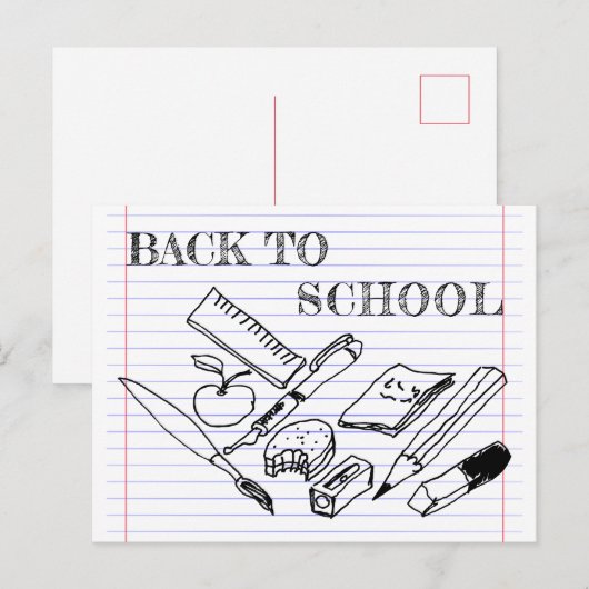 Terug naar School Briefkaart (Voorkant / Achterkant)