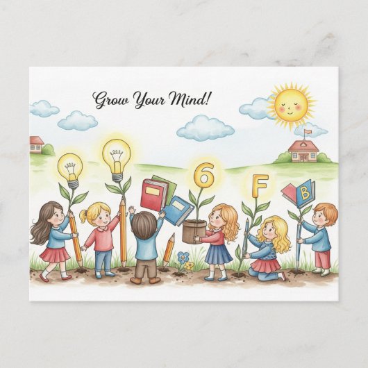 Terug naar School Briefkaart (Voorkant)