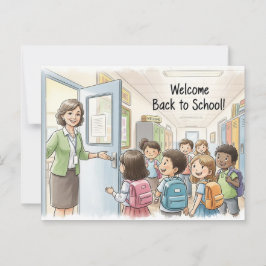 Terug naar School Briefkaart