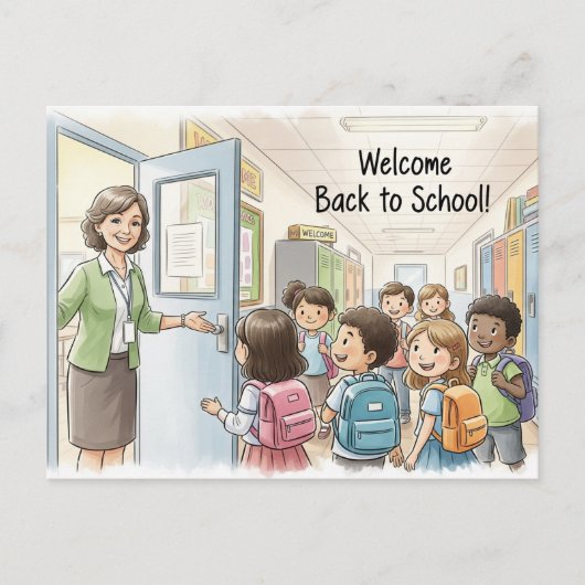 Terug naar School Briefkaart (Voorkant)