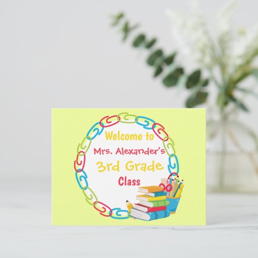 Terug naar School Bright Briefkaart (Staand voorkant)