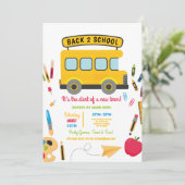 Terug naar school bus party jongens meisjes kaart (Staand voorkant)