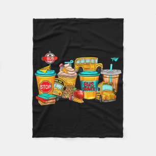 Terug naar school buschauffeur koffiekopjes fleece deken