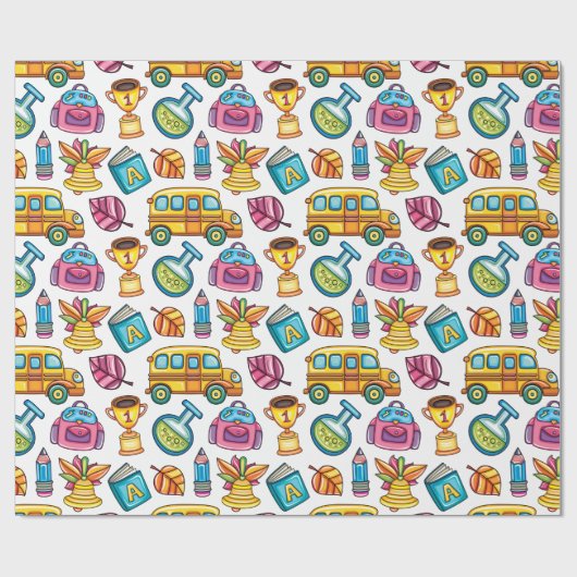 Terug naar school cadeaupapier (Vlak)