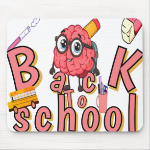 Terug naar school Cartoon Brain Mouse Mat – Inspir Muismat