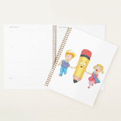 Terug naar school Cartoon Happy Pencil en Kinder Planner