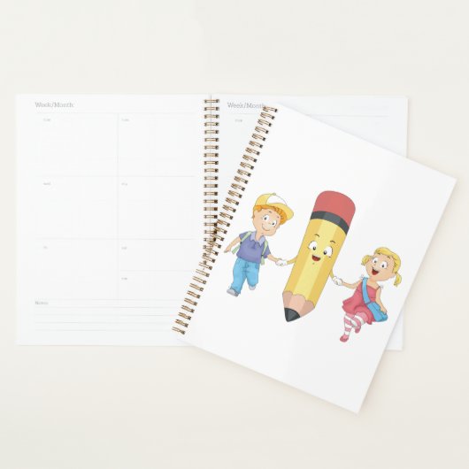 Terug naar school Cartoon Happy Pencil en Kinder Planner (Display)