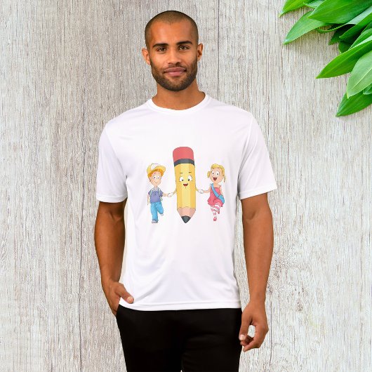 Terug naar school Cartoon Happy Pencil en Kinder T-shirt