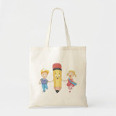 Terug naar school Cartoon Happy Pencil en Kinder Tote Bag (Voorkant)