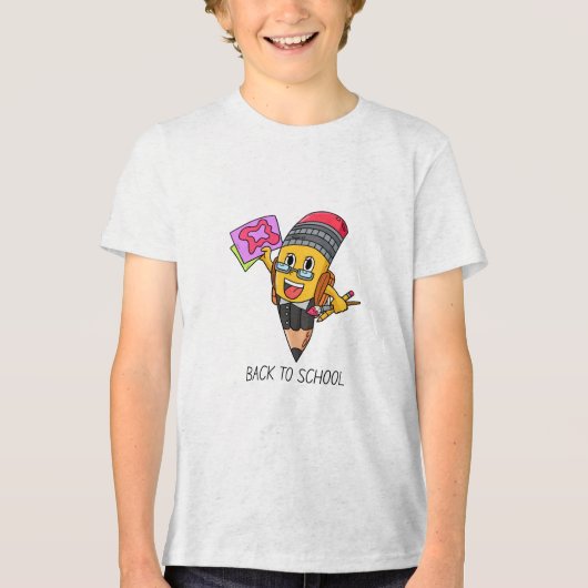 Terug naar school Cartoon Potlood Karakterontwerp Tri-Blend Shirt (Voorkant)