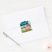 Terug naar school Cartoon Vierkante Sticker (Envelop)