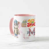 Terug naar School Cat Dragen Rugzak Gepersonalisee Mok (Voorkant links)