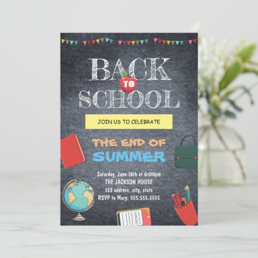 Terug naar school Chalkboard Kaart (Staand voorkant)