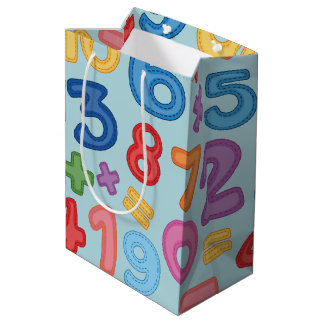 Terug naar school cijfers op een lichtblauwe achte medium cadeauzakje