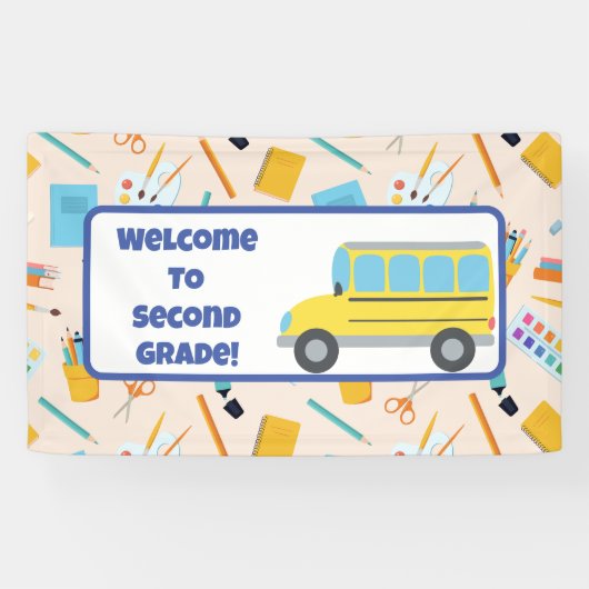 Terug naar School Classroom Decor Teacher Retro Spandoek (Horizontaal)